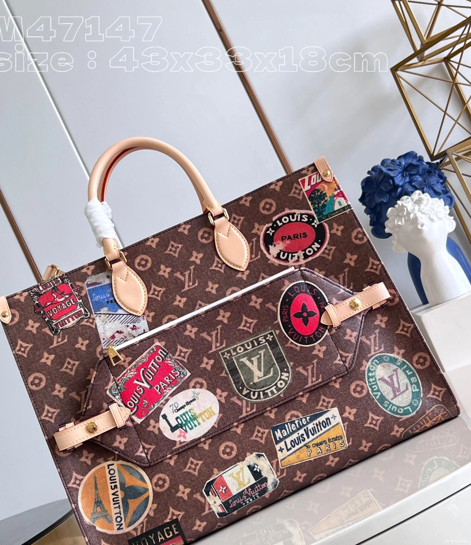 Aaa replica bags Voyage VUITTON LOUIS TOTE ONTHEGO BAG-43*33*18.5cm 0804